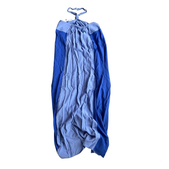 Nine West Blue Fit & Flare Halter Maxi Dress Small Beachy Resort Boho Summer - Picture 5 of 13
